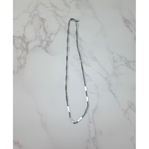 VTG Signed Monet Necklace Minimalist 15" Chain Lightweight Dainty Silver Tone - Picture 4 of 4